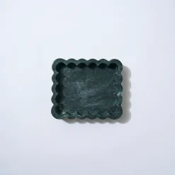 Marble Rectangle Ribbed Catchall Emerald