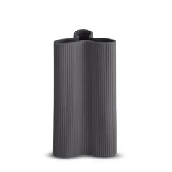 Ribbed Petal Vase Charcoal (L)