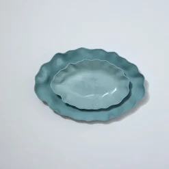 Ruffle Rectangle Platter Light Blue (M)